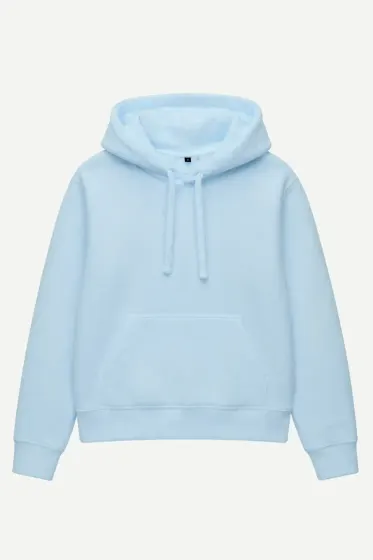 Light blue hoodie on white background — base image for AI model photos for clothing in TiendaPop