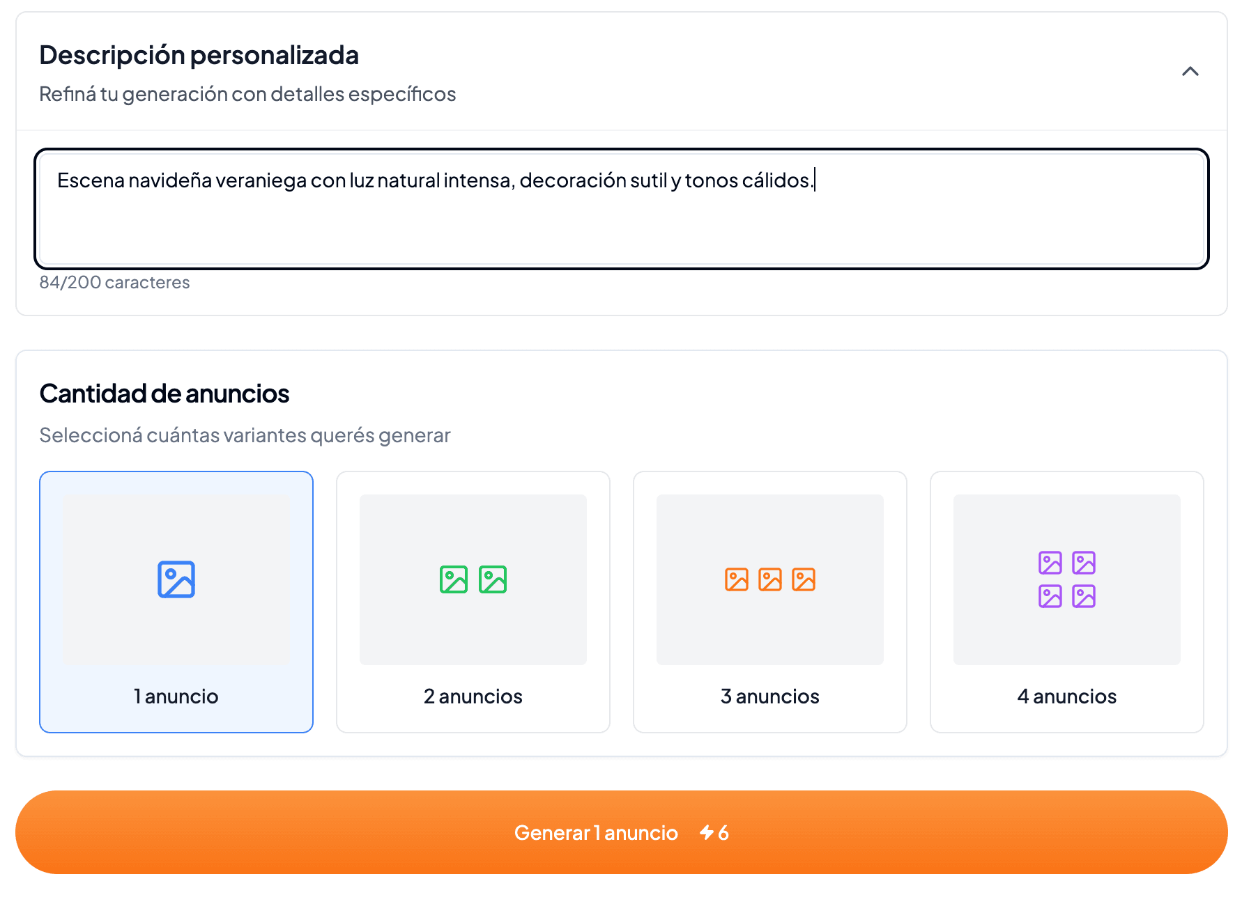 Captura de pantalla de Descripción Personalizada para Imágenes con IA para Navidad y año nuevo