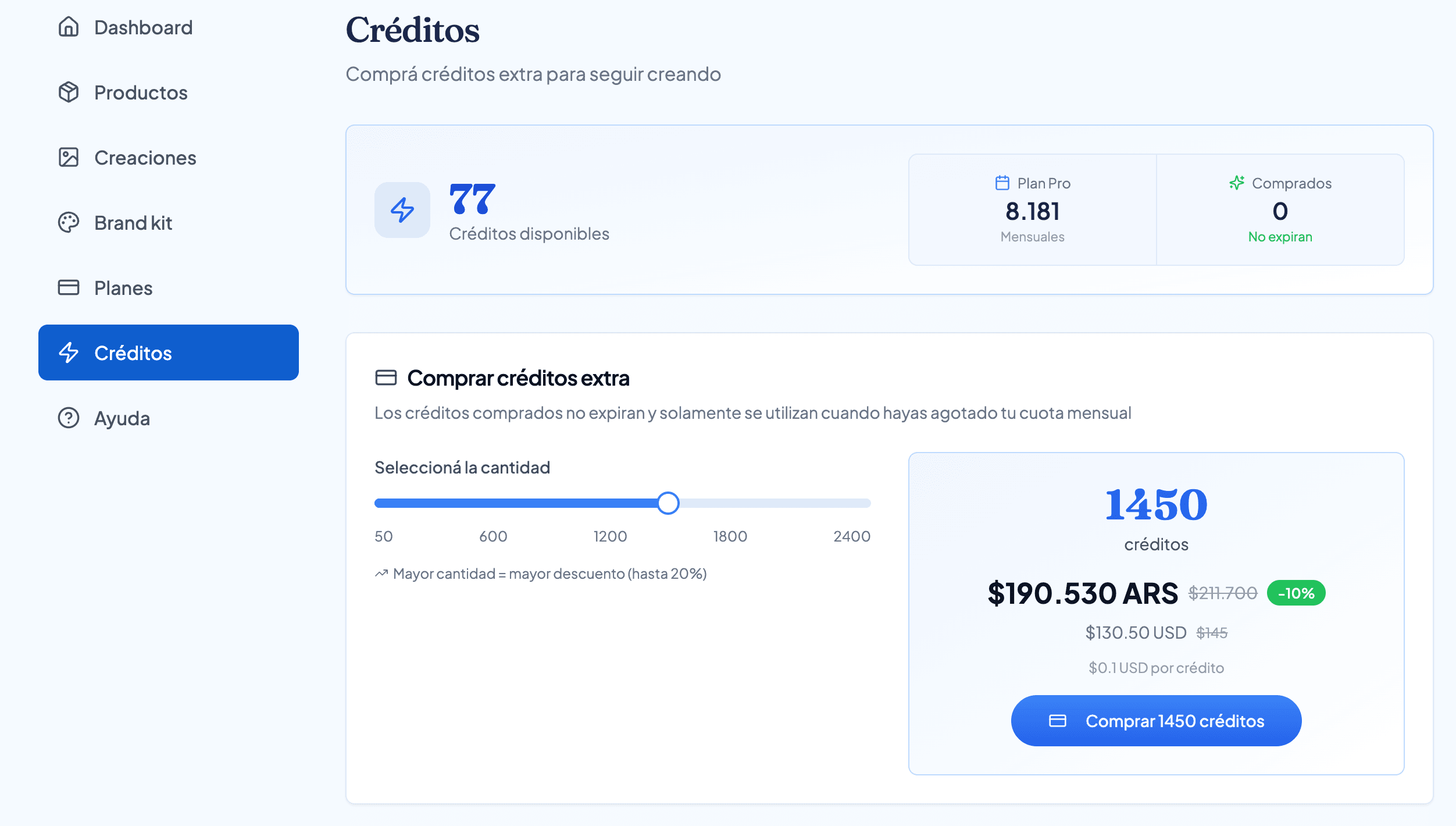 TiendaPop Compra de creditos extras