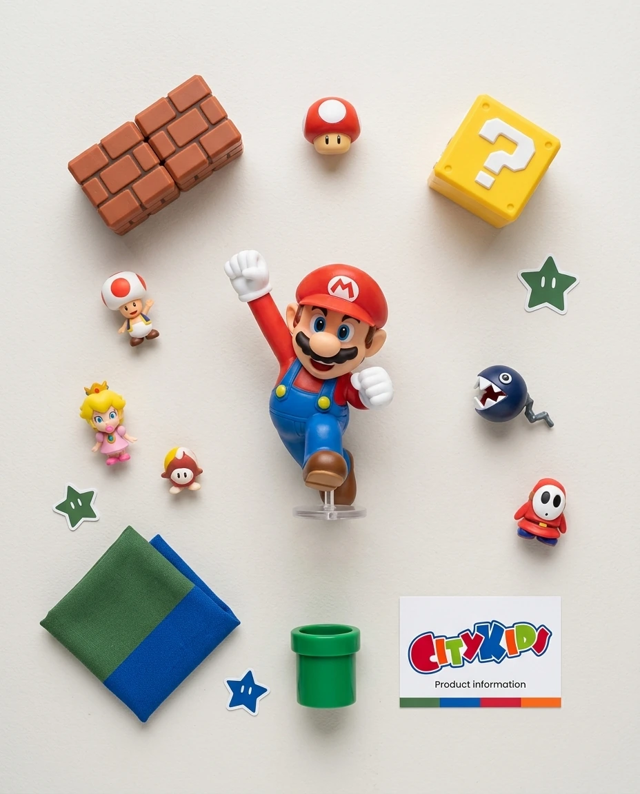 Side view of Mario Bros figure on white background