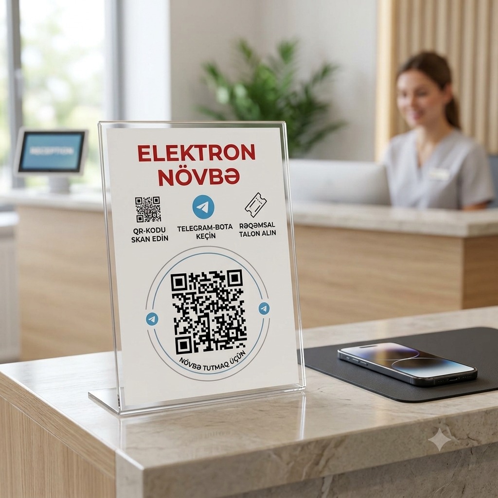 Стойка с QR-кодом для электронной очереди