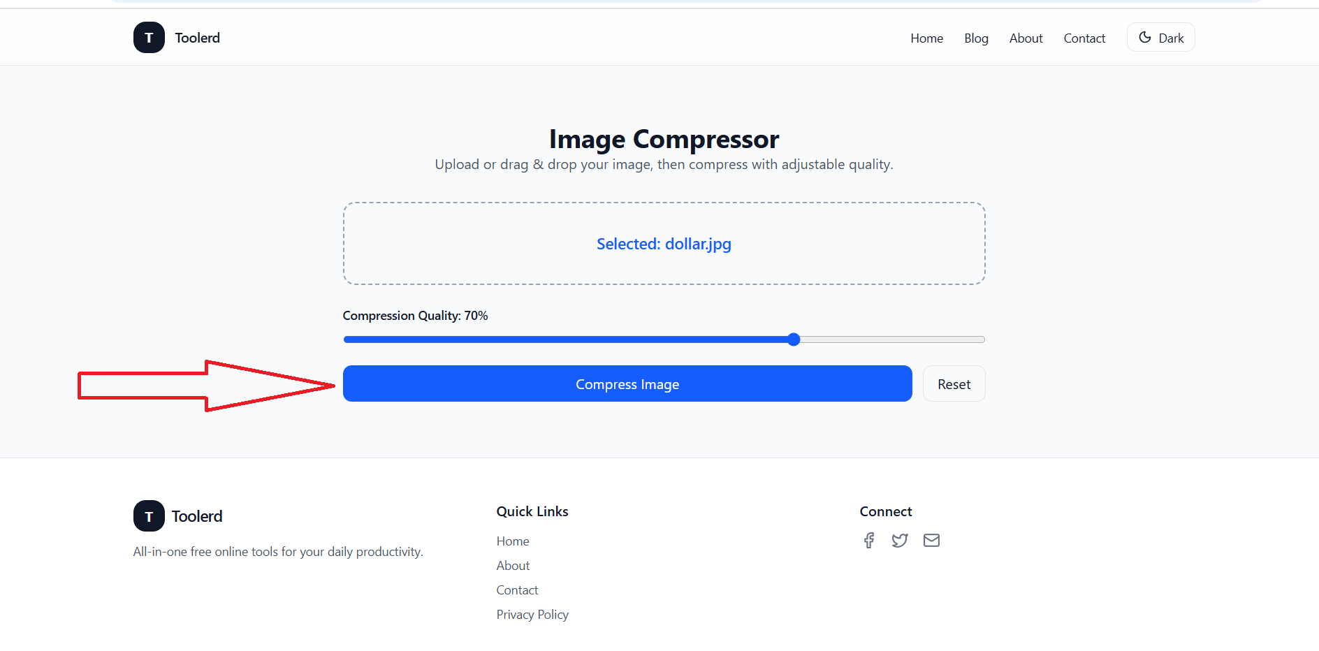 Compression slider and button on Toolerd