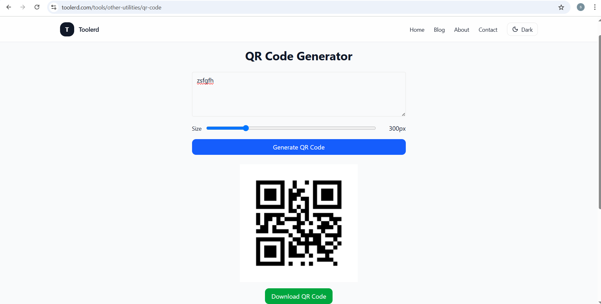 Enter QR code data on Toolerd