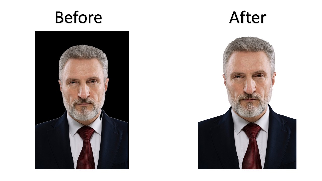 Before and after background removal example