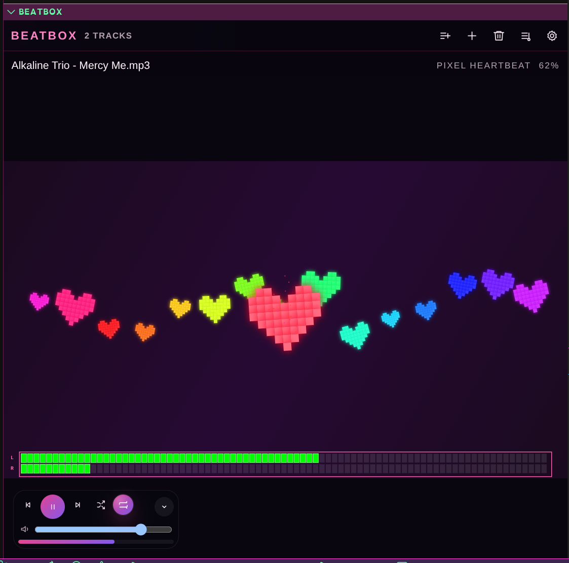 BeatBox with Pixel Heartbeat visualizer