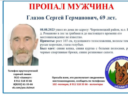 Пенсионер из Череповецкого района ушел в лес за грибами и пропал