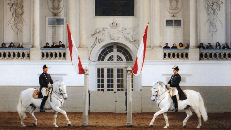 Spanische Hofreitschule, zwei Reiter