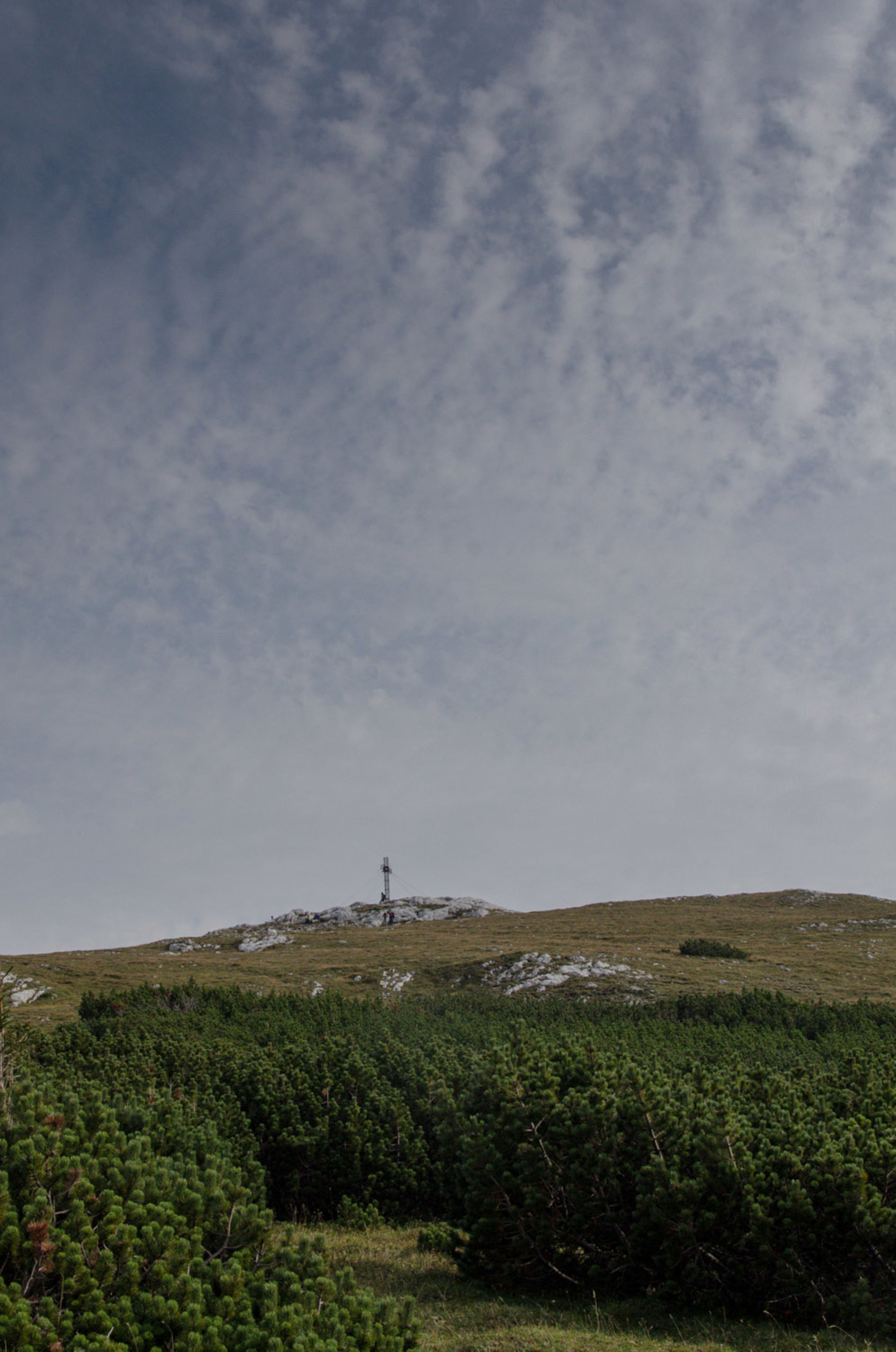 Waxriegel mit Gipfelkreuz, Wandern mit Kleinkind am Schneeberg