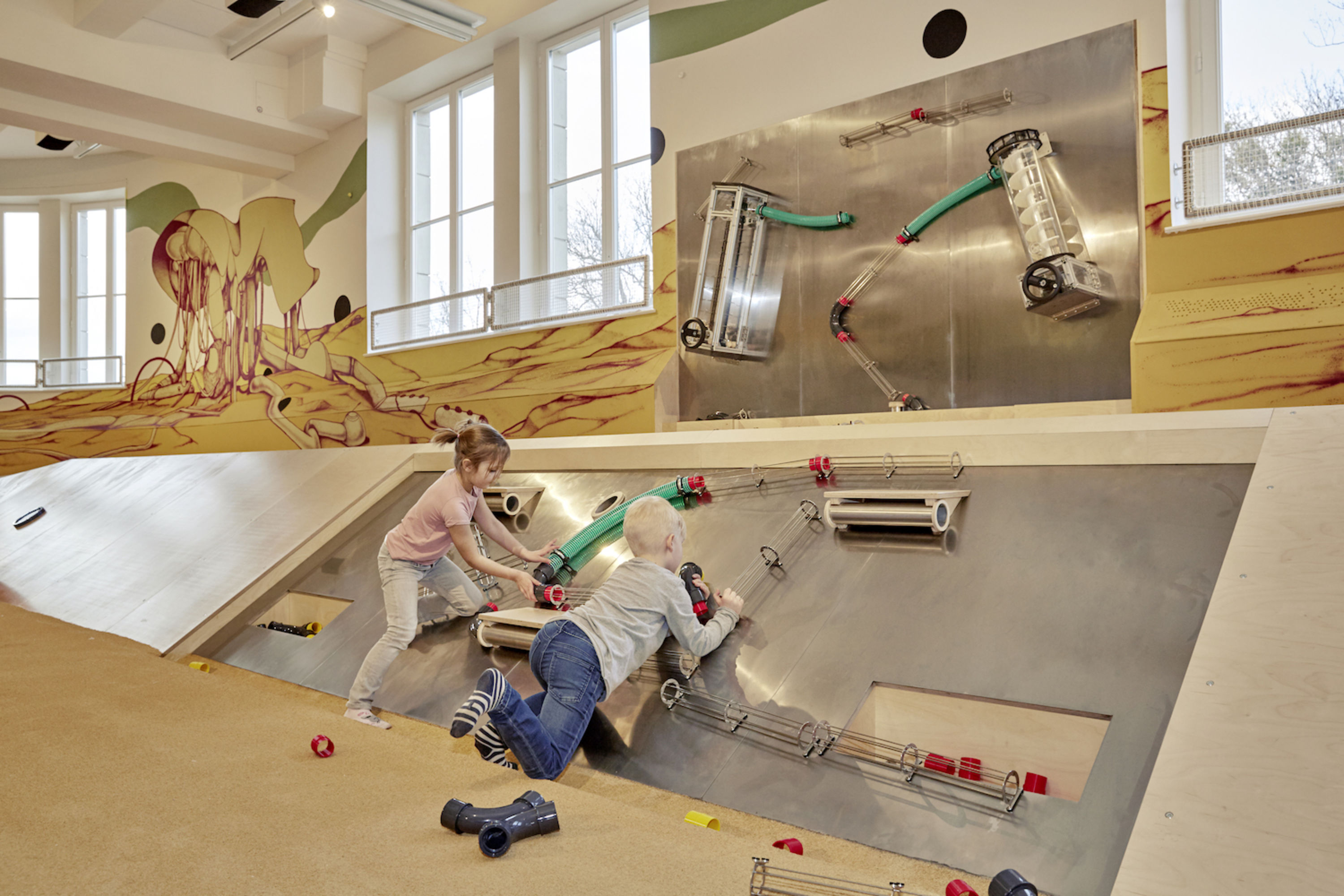 Station Kuddelmuddel Kugelbahn im MiniXplore im Technischen Museum Wien