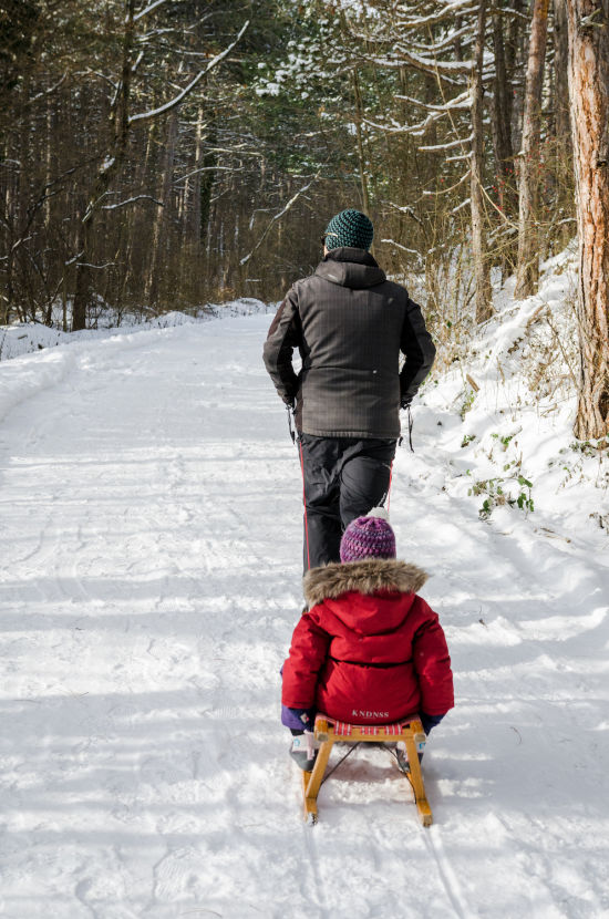Rodeln in Würflach im Winter