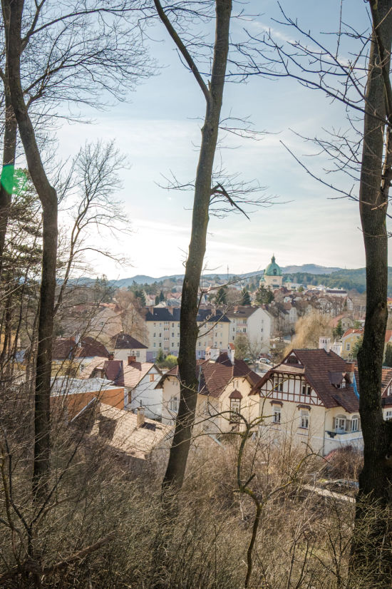 Aussicht vom Tempel am Wanderweg am Guglzipf zur Waldhütte