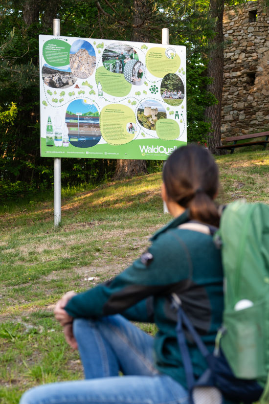 Beschilderung Waldquelle am Kraftquellenweg (Endpunkt)