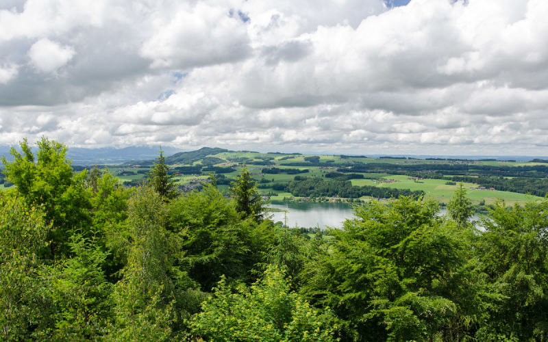 Mattsee von der Aussichtswarte beim Wandern mit Kindern im Salzkammergut