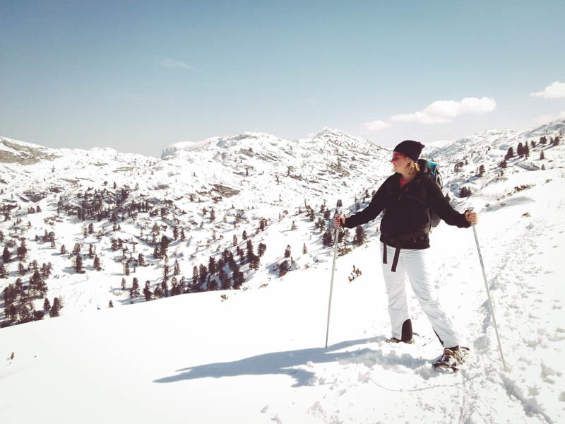 Beim Schneeschuhwandern auf der Gjaid Alm