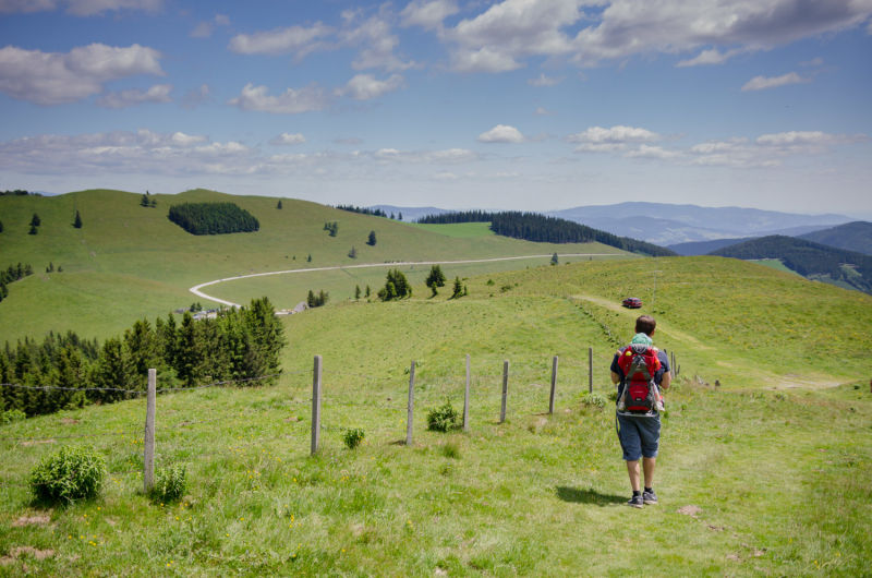 Wandern mit Kleinkind auf der Sommeralm, Gipfelweg am Plankogel