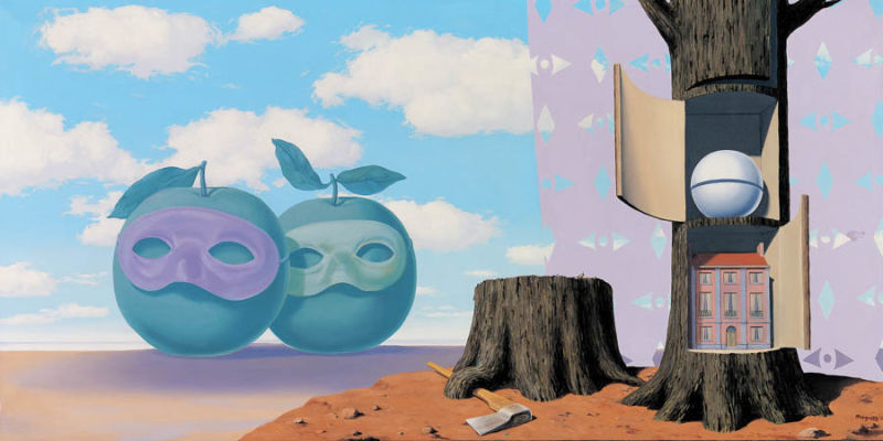 René Magritte, Die verwunschene Gegend, 1953, Öl auf Leinwand, Ausstellungsstück in der Albertina, Wien Sammlung-Batliner