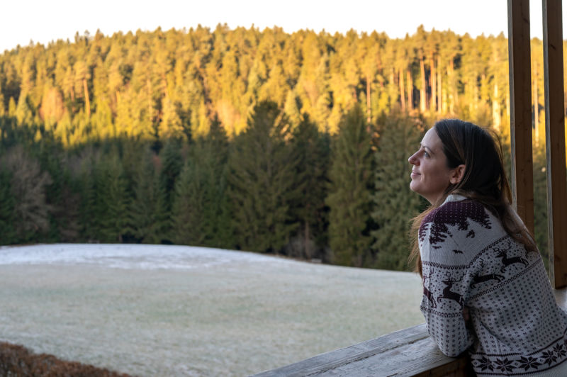 Aussicht genießen am Balkon der Schwarz Alm