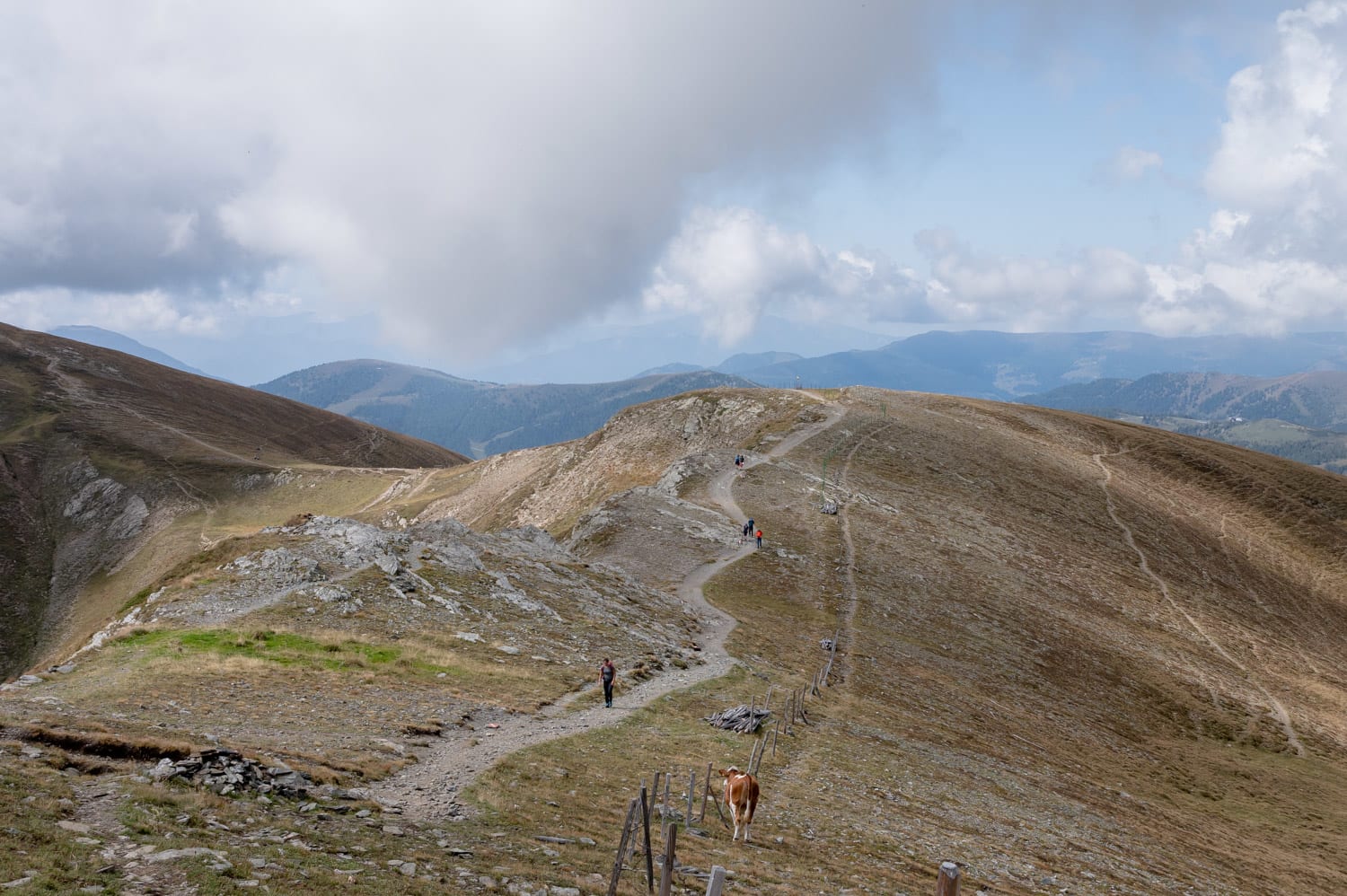 Weg in Richtung Sonntagstal vom Gipfel des Falkertspitz