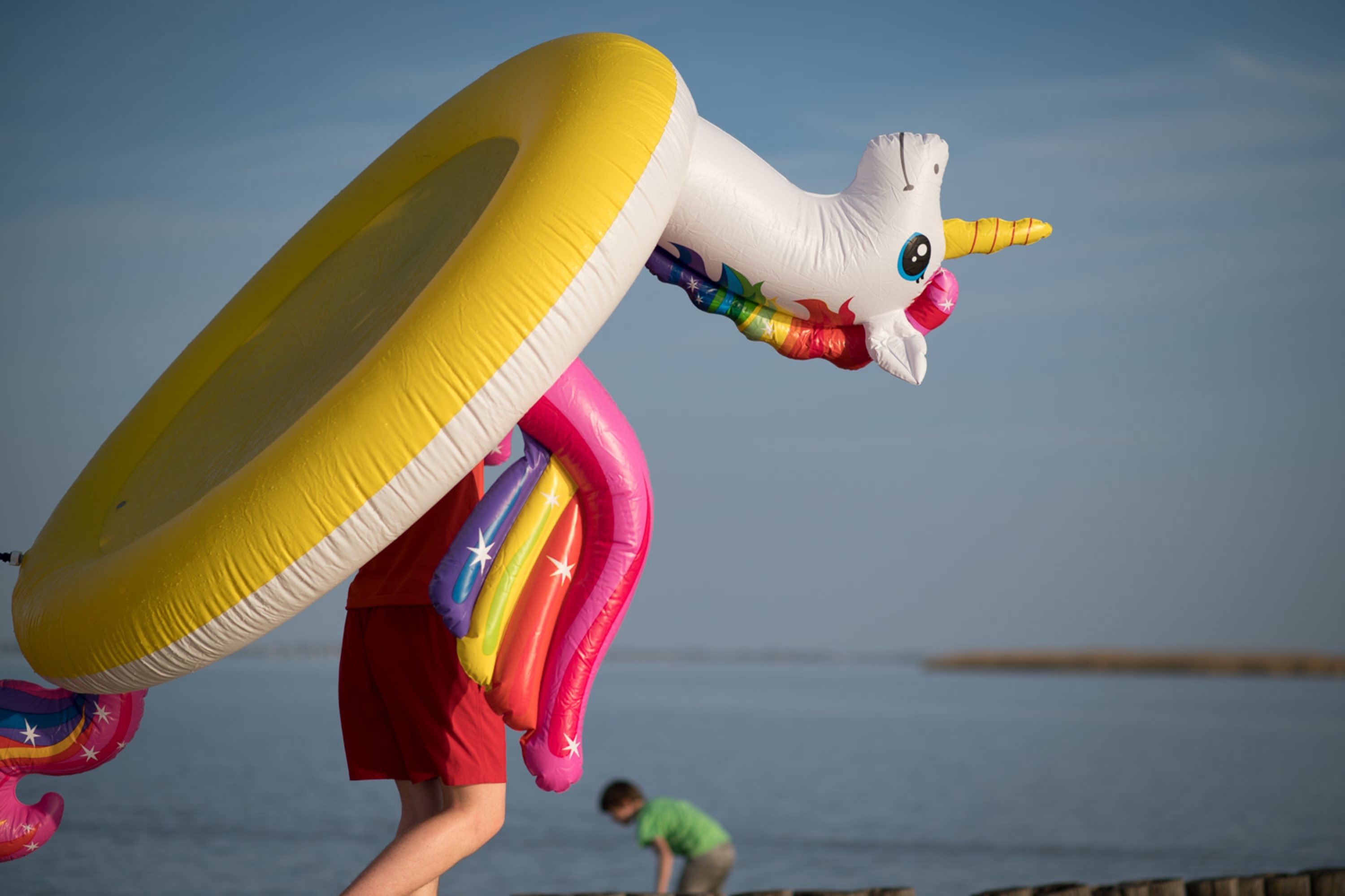 Schwimm-Einhorn im Seebad Breitenbrunn