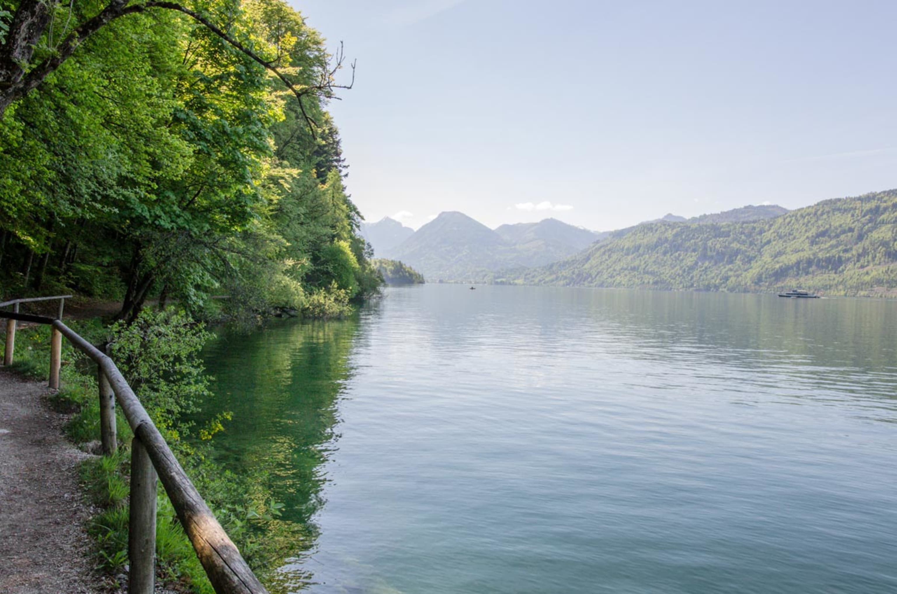 Uferweg Wolfgangsee Wolfgangsee und Uferweg von St. Gilgen zur Fürbergbucht