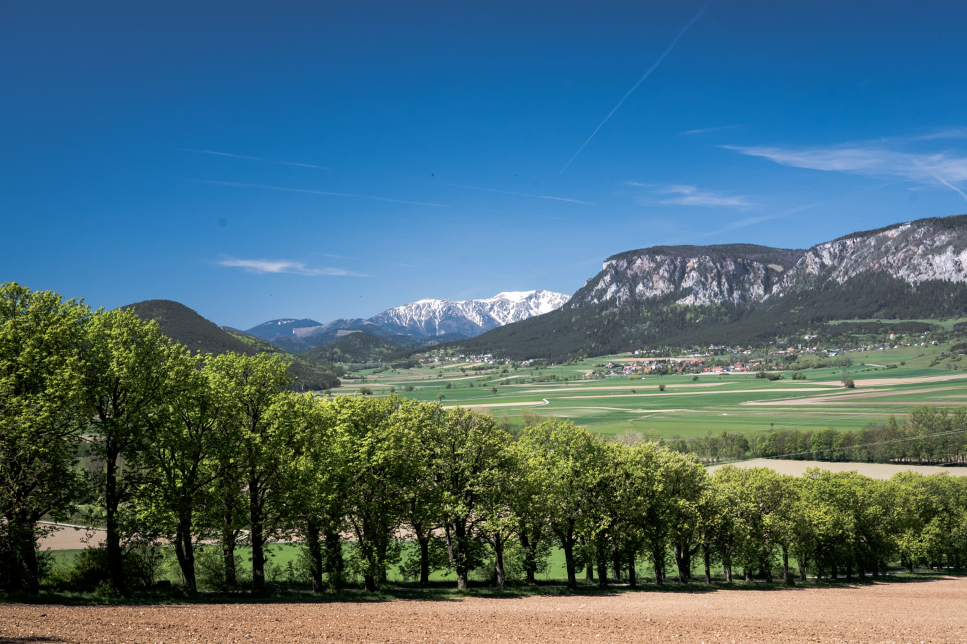 Blick von der Ruine Emmerberg bei Winzendorf auf die Neue Welt