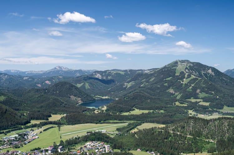 Blick auf den Erlaufsee von der Buergeralpe bei Mariazell