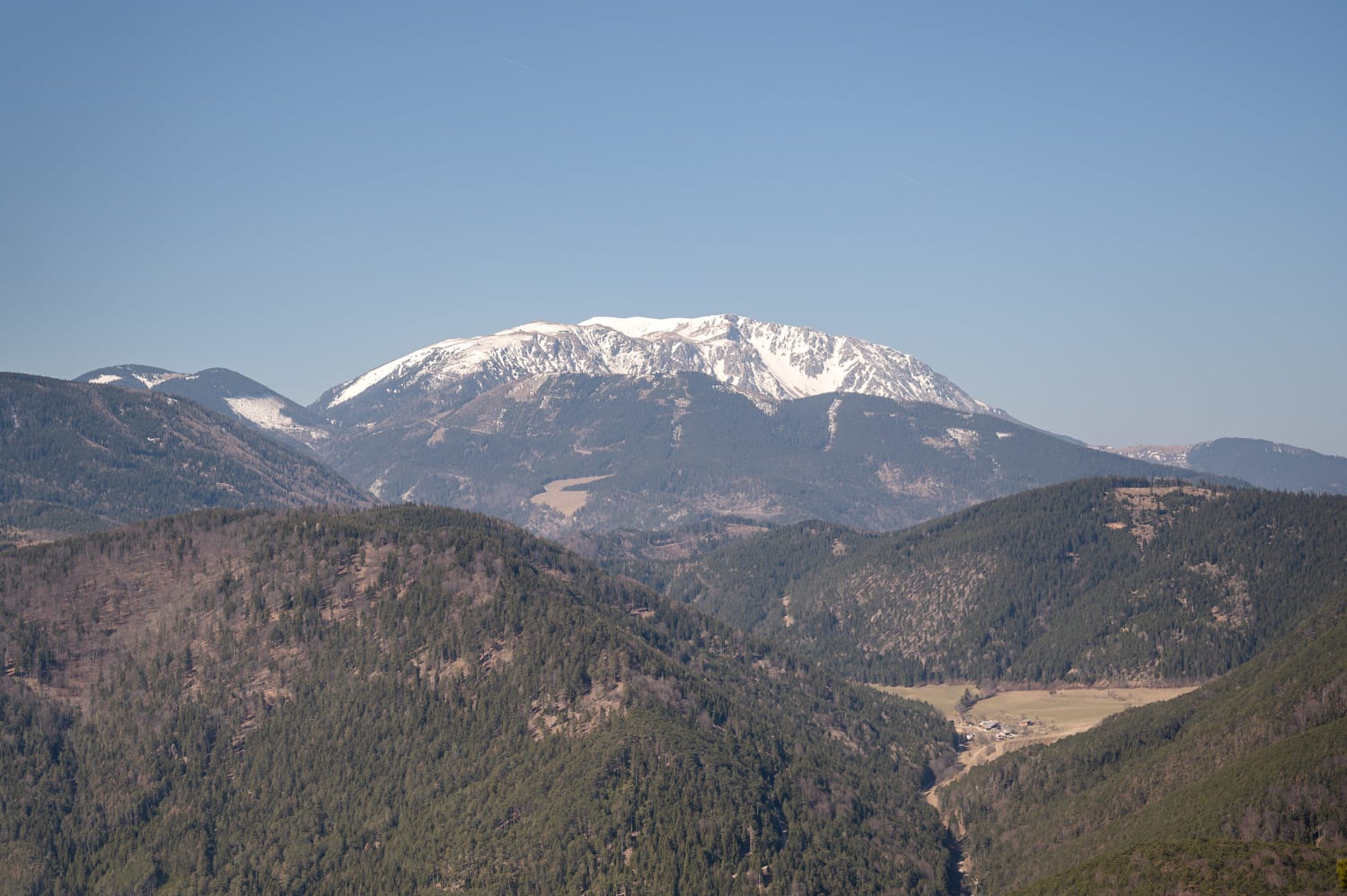 Blick auf den Schneeberg nahe des Gipfels am Gösing, Ternitz