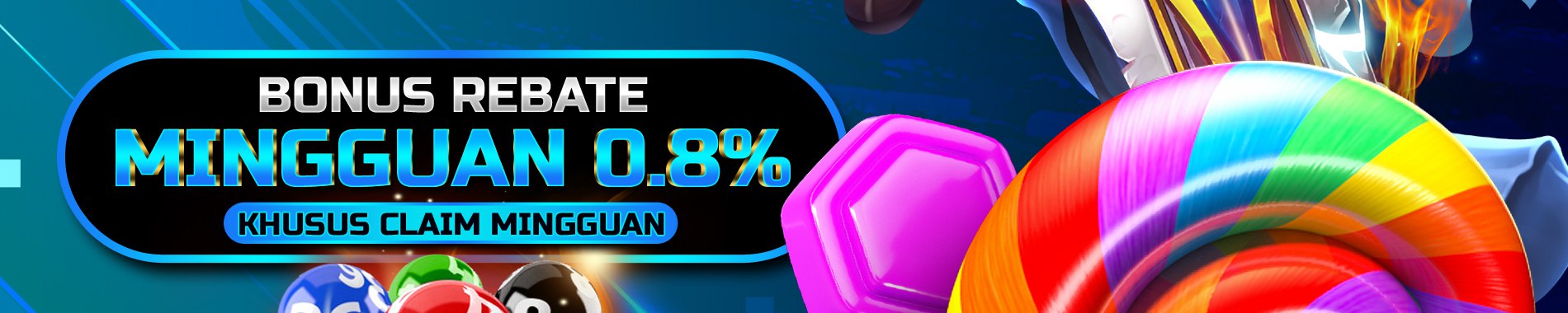 BONUS REBATE MINGGUAN 0.8% TANPA BATAS