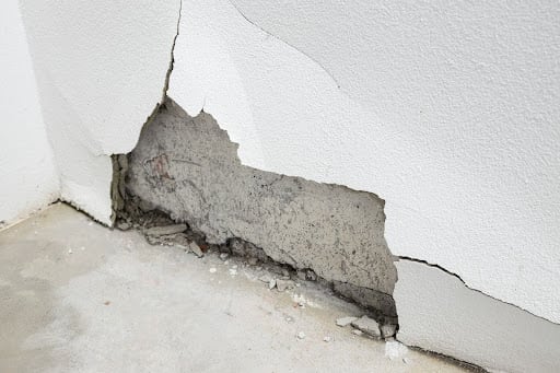 Cracked drywall from water damage
