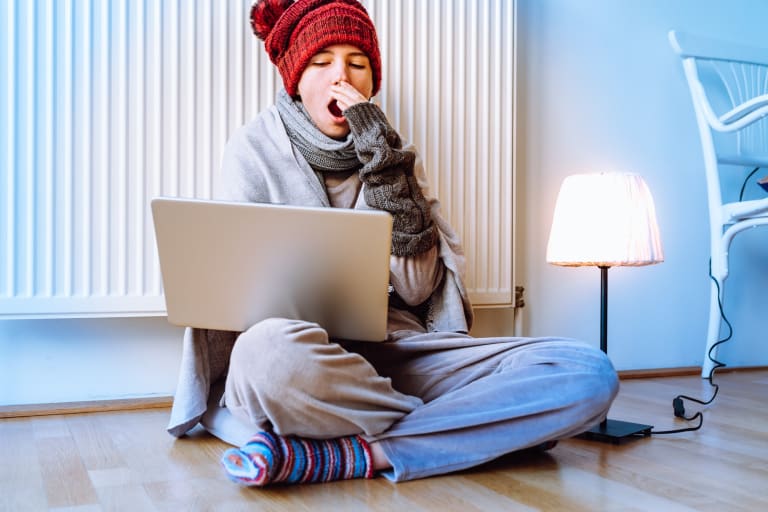 Keep warm near radiator in cold house