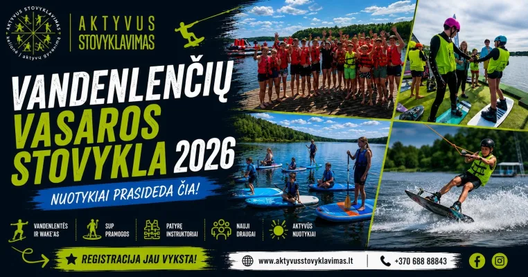 🏄‍♂️ VANDENLENČIŲ IR VANDENS BATUTŲ NUOTYKIŲ STOVYKLA - Vilniaus r. 