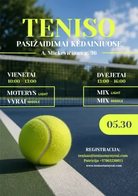 TENISO VIENETŲ IR DVEJETŲ PASIŽAIDIMAI KĖDAINIUOSE