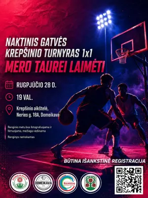 Naktinis gatvės krepšinio turnyras 1x1 Mero taurei laimėti