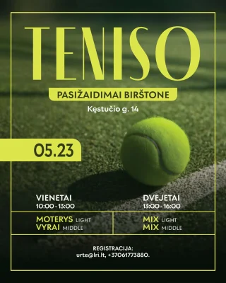 TENISO VIENETŲ IR DVEJETŲ PASIŽAIDIMAI BIRŠTONE