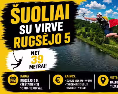 Šuoliai su virve nuo Baltosios rožės tilto Alytuje