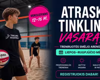 Vasaros paplūdimio tinklinio treniruotės moksleiviams
