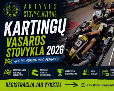 🏁 SPORTINIŲ KARTINGŲ IR SPORTO STOVYKLA VAIKAMS IR JAUNIMUI