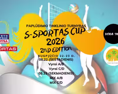 S-Sportas CUP 2026 2nd edition - Vyrų ir MIX A/B, C/D lygių paplūdimo tinklinio turnyras