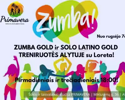 ZUMBA GOLD ir SOLO LATINO lėtesnio tempo treniruotės  moterims