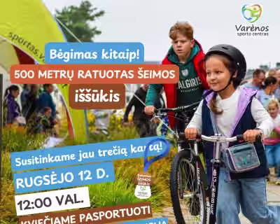 500 metrų ratuotas šeimos iššūkis Grybų šventėje 2026!