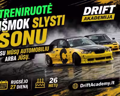 Drifto treniruotė / Drift Academy LT / Vilniaus r. su mūsų arba Jūsų bolidu.