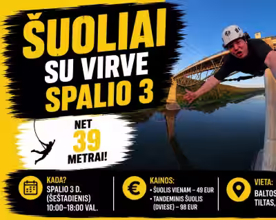 Šuoliai su virve nuo Baltosios rožės tilto Alytuje