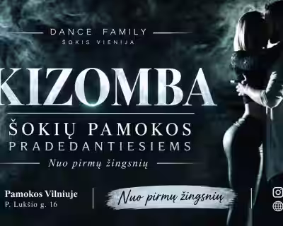 KIZOMBA, šokių pamokos pradedantiesiems, nuo pirmų žingsnių, Vilniuje
