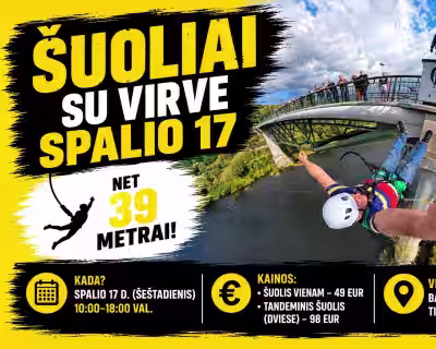Šuoliai su virve nuo Baltosios rožės tilto Alytuje