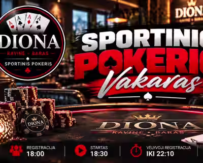 🏆 SPALIO STARTAS | SPORTINIO POKERIO VAKARAS | DIONA ♠️