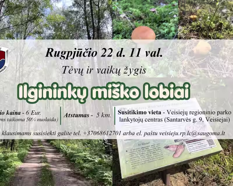 Tėvų ir vaikų žygis „Ilgininkų miško lobiai" Veisiejų regioniniame parke nuotrauka 1