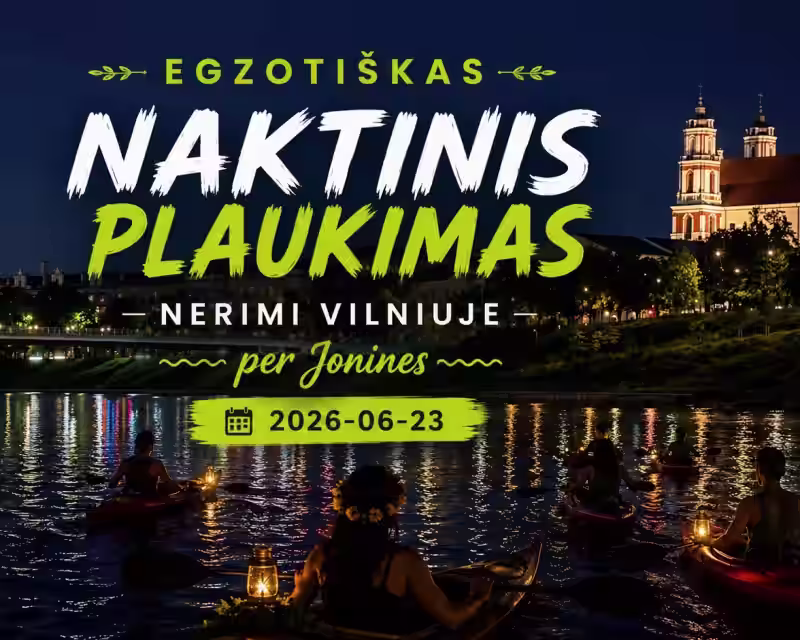 Egzotiškas naktinis Joninių plaukimas baidarėmis Vilniuje! nuotrauka 1