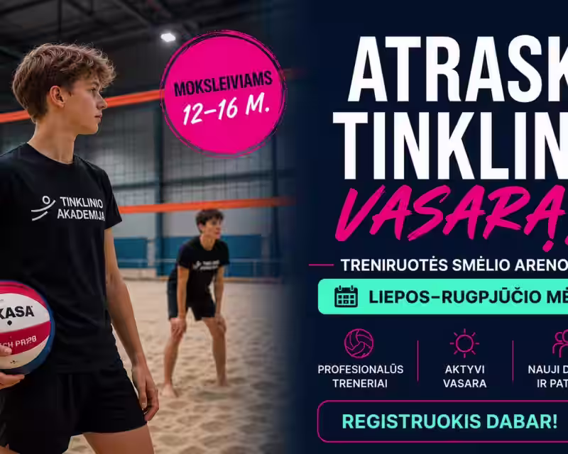 Vasaros paplūdimio tinklinio treniruotės moksleiviams nuotrauka 1