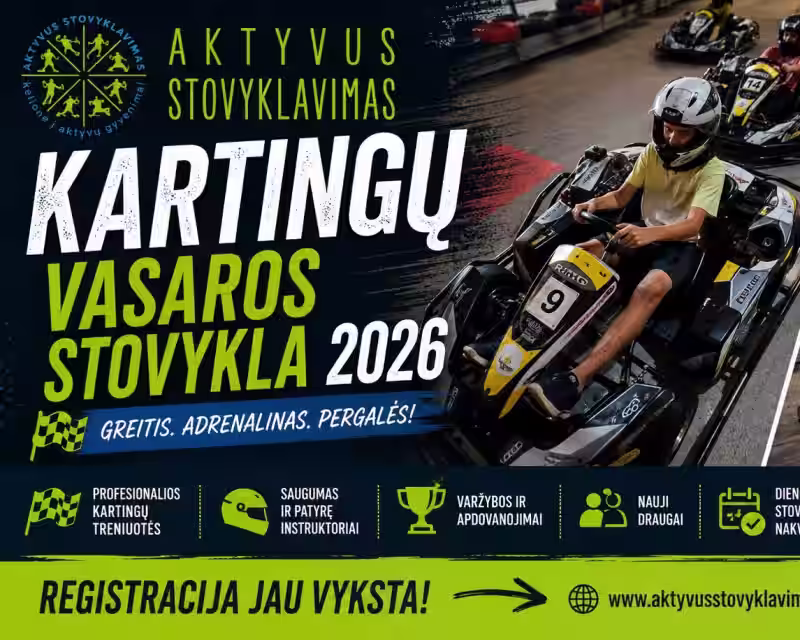 🏁 SPORTINIŲ KARTINGŲ IR SPORTO STOVYKLA VAIKAMS IR JAUNIMUI nuotrauka 1