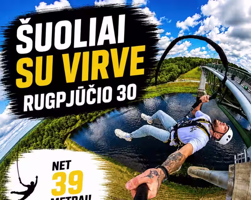 Šuoliai su virve nuo Baltosios rožės tilto Alytuje nuotrauka 1